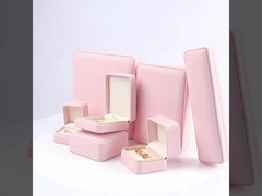 Customizable Premium Pink Leather Jewelry Box For Rings Storage