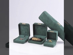 Octagonal army green Velvet Jewelry Box customizable flip Jewellery Box With Golden patch